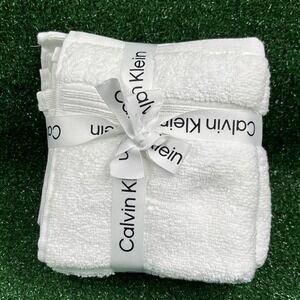 Calvin Klein 4 White Wash Cloths 13"x13" 100% Cotton New